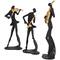 Black Polystone Abstract Musician Sculpture Set with Gold Instruments & Music Notes